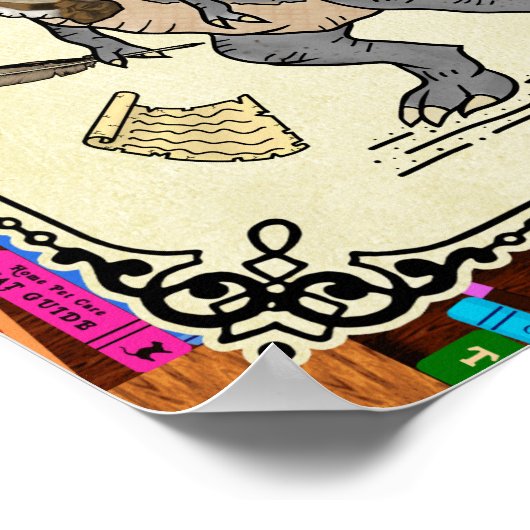 Funny Charlotte Bronte Saurus Dinosaur Buchleser Poster (Ecke)