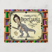 Funny Charlotte Bronte Saurus Dinosaur Buchleser Postkarte (Vorderseite)