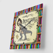 Funny Charlotte Bronte Saurus Dinosaur Buchleser Quadratische Wanduhr (Winkel)