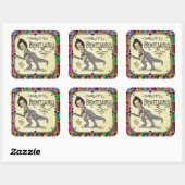Funny Charlotte Bronte Saurus Dinosaur Buchleser Quadratischer Aufkleber (Blatt)