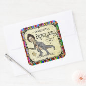 Funny Charlotte Bronte Saurus Dinosaur Buchleser Quadratischer Aufkleber (Umschlag)