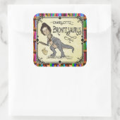 Funny Charlotte Bronte Saurus Dinosaur Buchleser Quadratischer Aufkleber (Tasche)