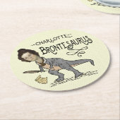 Funny Charlotte Bronte Saurus Dinosaur Buchleser Runder Pappuntersetzer (Angewinkelt)