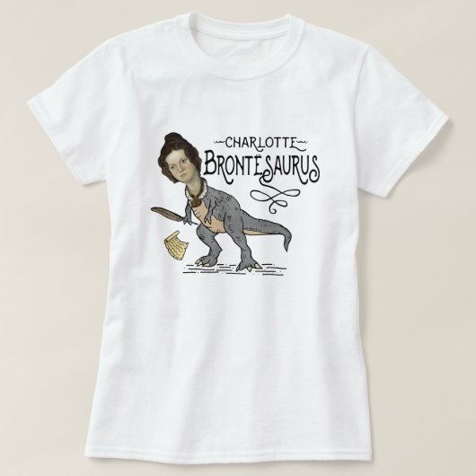 Funny Charlotte Bronte Saurus Dinosaur Buchleser T-Shirt (Design vorne)