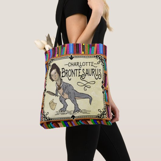 Funny Charlotte Bronte Saurus Dinosaur Buchleser Tasche (Von Nahem)