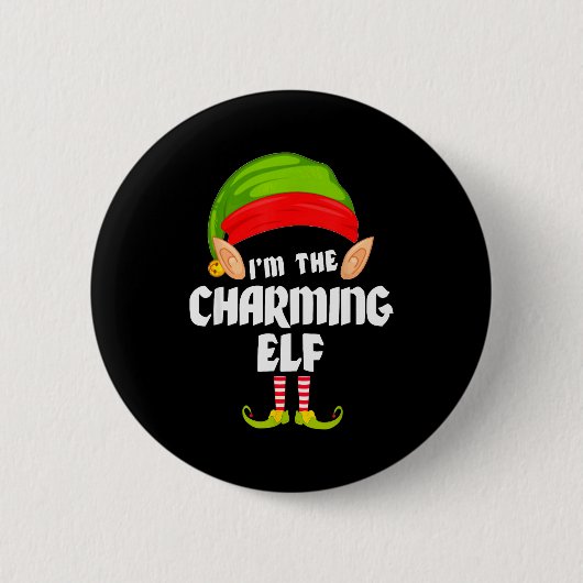 Funny Charming Elf Matching Family Group Pj Christ Button (Vorderseite)