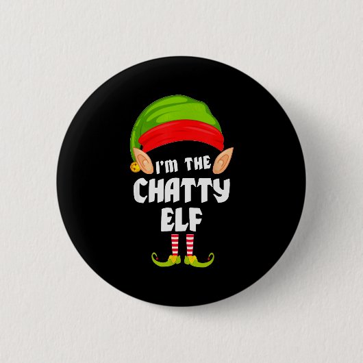 Funny Chatty Elf Matching Family Group Pj Christma Button (Vorderseite)