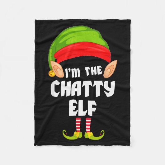 Funny Chatty Elf Matching Family Group Pj Christma Fleecedecke (Vorderseite)