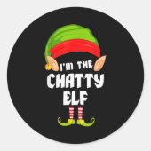 Funny Chatty Elf Matching Family Group Pj Christma Runder Aufkleber (Vorderseite)