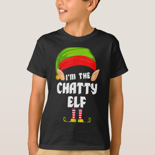 Funny Chatty Elf Matching Family Group Pj Christma T-Shirt (Vorderseite)