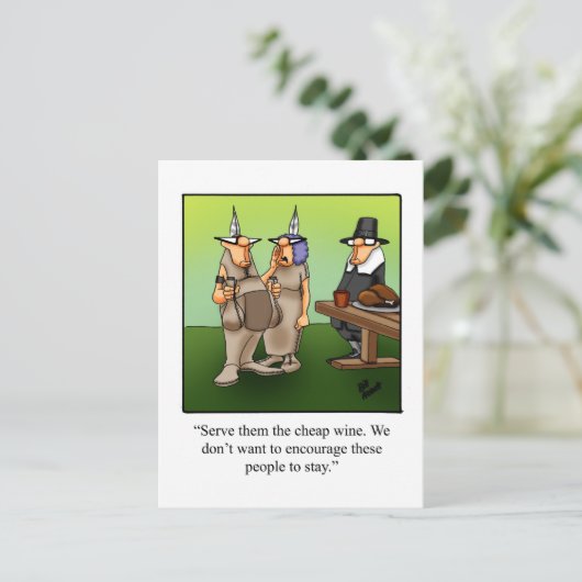 Funny Cheap Wine Spaß Erntedank Postkarte (Stehend Vorderseite)