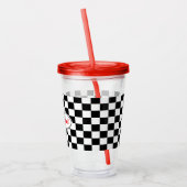 Funny Checkered Flag Travel Acrylic Tumbler Acryltrinkbecher (Links)