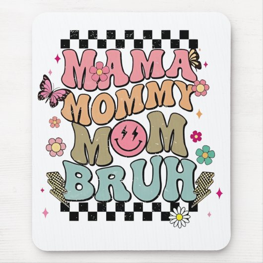 Funny Checkered Mama Blume Muttertag Niedliche Mam Mousepad (Vorne)