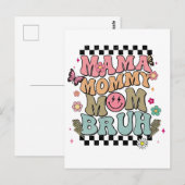 Funny Checkered Mama Blume Muttertag Niedliche Mam Postkarte (Vorne/Hinten)