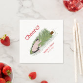 Funny Cheers! Cat vs Christmas Tree Holidays Serviette (Beispiel)