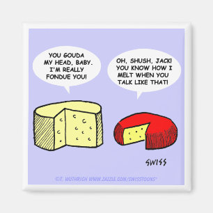 Funny Cheese Cartoon Flirt beim Party Magnet