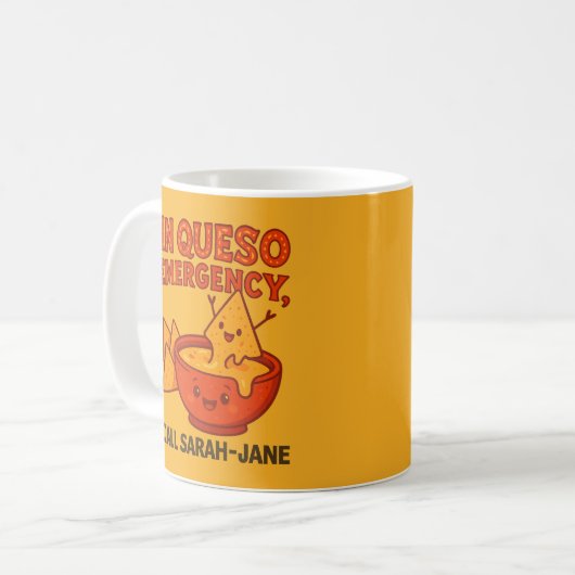 Funny Cheese Geschenk in Queso Emergency Kaffeetasse (Vorderseite Links)