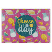 Funny Cheese The Day Retro Dairy Food Muster Schneidebrett (Vorderseite)