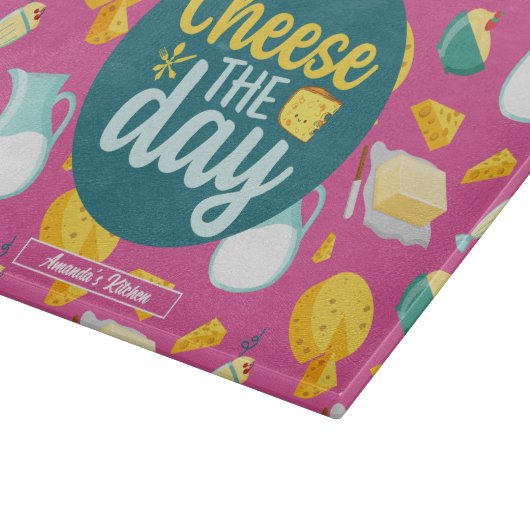 Funny Cheese The Day Retro Dairy Food Muster Schneidebrett (Ecke)