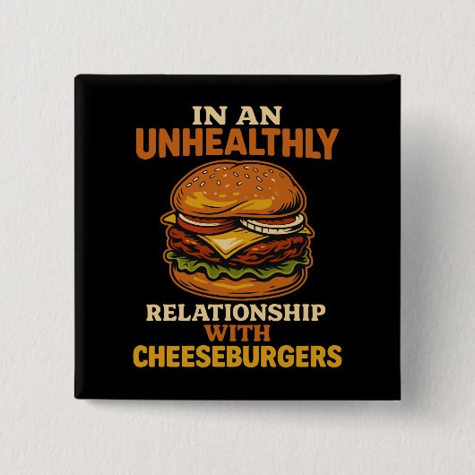 Funny Cheeseburger Eater Beziehung mit Burger Button (Vorderseite)