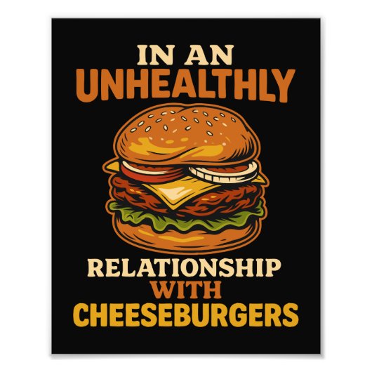 Funny Cheeseburger Eater Beziehung mit Burger Fotodruck (Vorne)