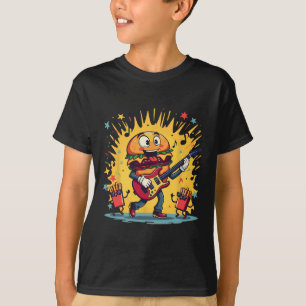 Funny Cheeseburger Hamburger spielen Gitarre Franz T-Shirt