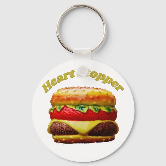 Funny Cheeseburger Heart Stopper Design Schlüsselanhänger (Vorderseite)
