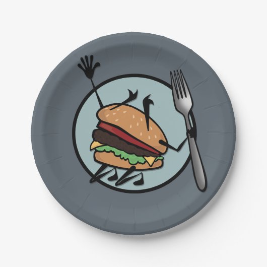 FUNNY CHEESEBURGER PAPIERPLATTE PAPPTELLER (Vorderseite)