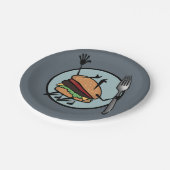 FUNNY CHEESEBURGER PAPIERPLATTE PAPPTELLER (Schrägansicht)