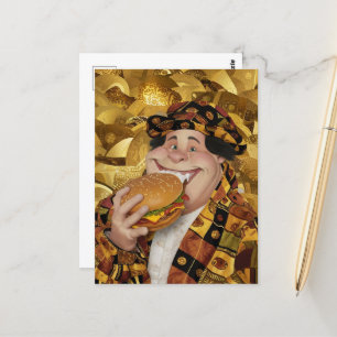 Funny Cheeseburger Person Postkarte