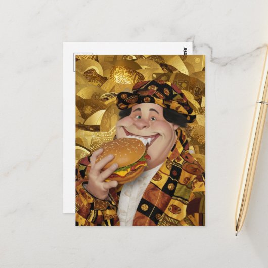 Funny Cheeseburger Person Postkarte (Vorderseite/Rückseite Beispiel)