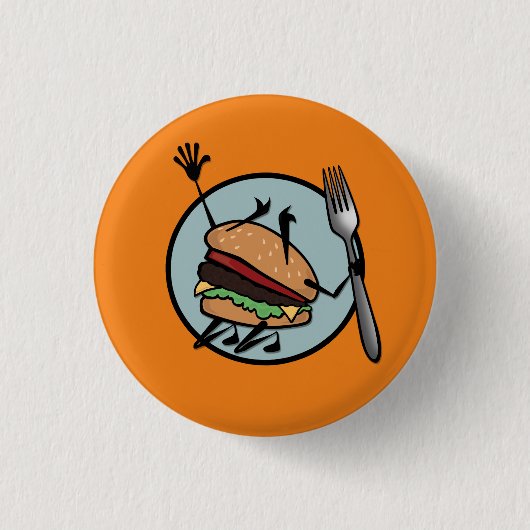 FUNNY CHEESEBURGER RUNDE BUTTON RÜCKKOPF (Vorderseite)