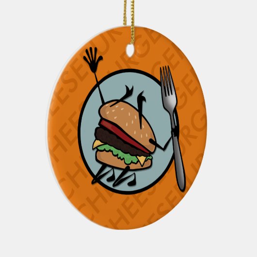 FUNNY CHEESEBURGER RUNDE KERAMIK ORNAMENT (Rechts)