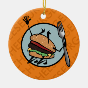 FUNNY CHEESEBURGER RUNDE KERAMIK ORNAMENT