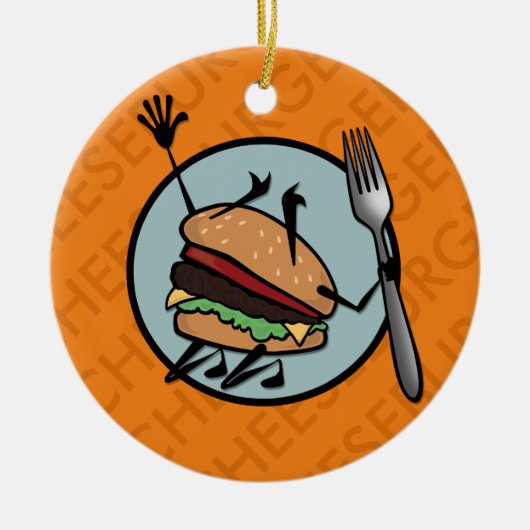 FUNNY CHEESEBURGER RUNDE KERAMIK ORNAMENT (Vorne)