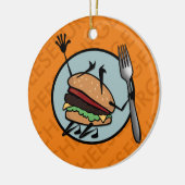 FUNNY CHEESEBURGER RUNDE KERAMIK ORNAMENT (Links)