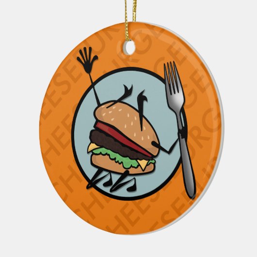 FUNNY CHEESEBURGER RUNDE KERAMIK ORNAMENT (Links)