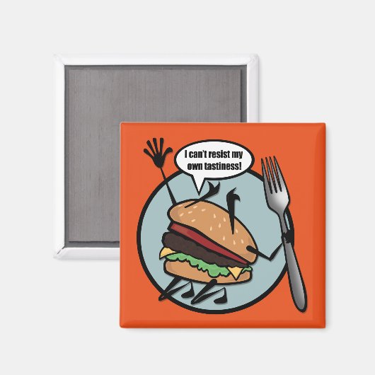 FUNNY CHEESEBURGER SQUARE MAGNET (Vorderseite/Rückseite)