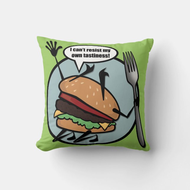 FUNNY CHEESEBURGER SQUARE THROW PILLOW KISSEN (Vorderseite)