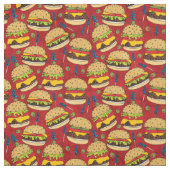 Funny Cheeseburger über Red Food Patches Stoff (Muster)