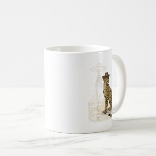 Funny Cheetah Cowboy Western Ufo Safari Tier Kaffeetasse (VorderseiteRechts)