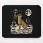 Funny Cheetah Cowboy Western Ufo Safari Tier Mousepad (Vorne)