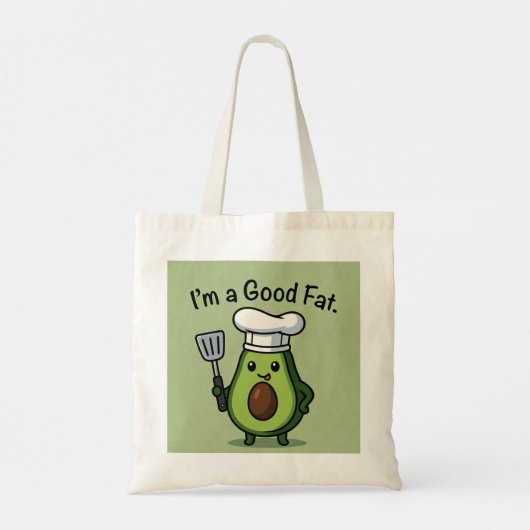 Funny Chef Avocado "Good Fat" Reusable Tote Bag Tragetasche (Rückseite)