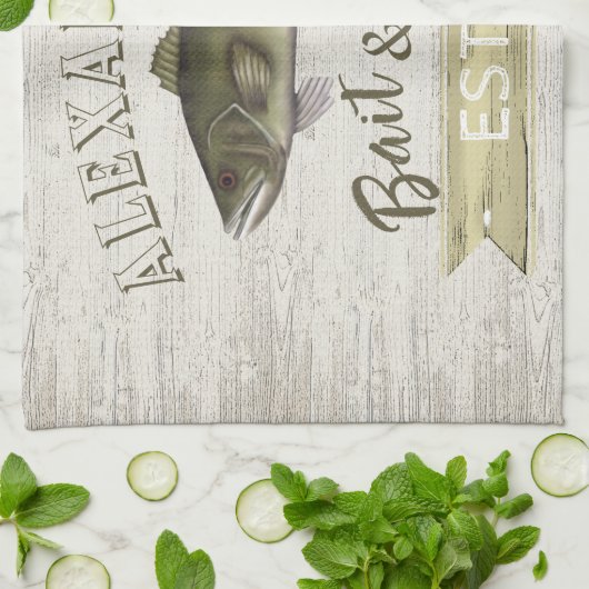 Funny Chef Simple Fisherman Bait and Tackle Sign Geschirrtuch (Gefaltet)