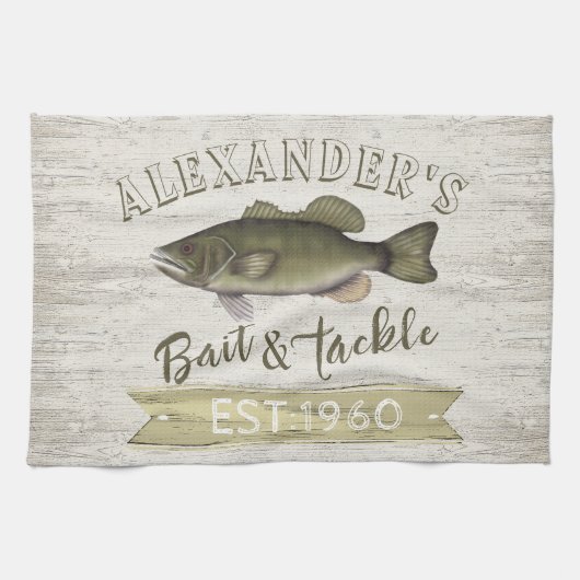 Funny Chef Simple Fisherman Bait and Tackle Sign Geschirrtuch (Horizontal)