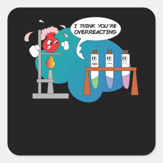 Funny Chemistry Comic Chemische Reaktion Quadratischer Aufkleber (Vorderseite)