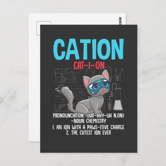 Funny Chemistry Scientication Cation Element Cat L Postkarte (Vorne/Hinten)