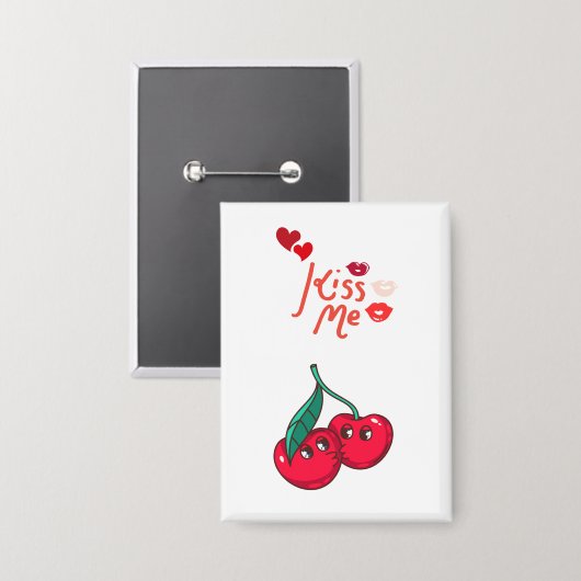 Funny Cherries in der Liebe Button (Vorderseite/Rückseite)