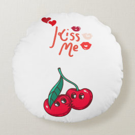 Funny Cherries in der Liebe. Rundes Kissen