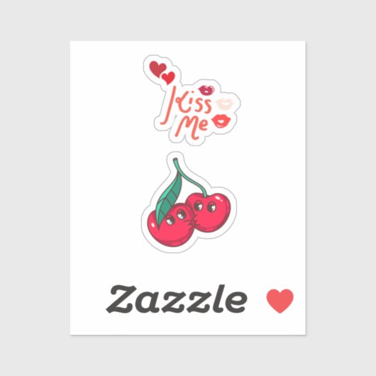 Funny Cherries in Liebe" Gelassen Aufkleber (Blatt)